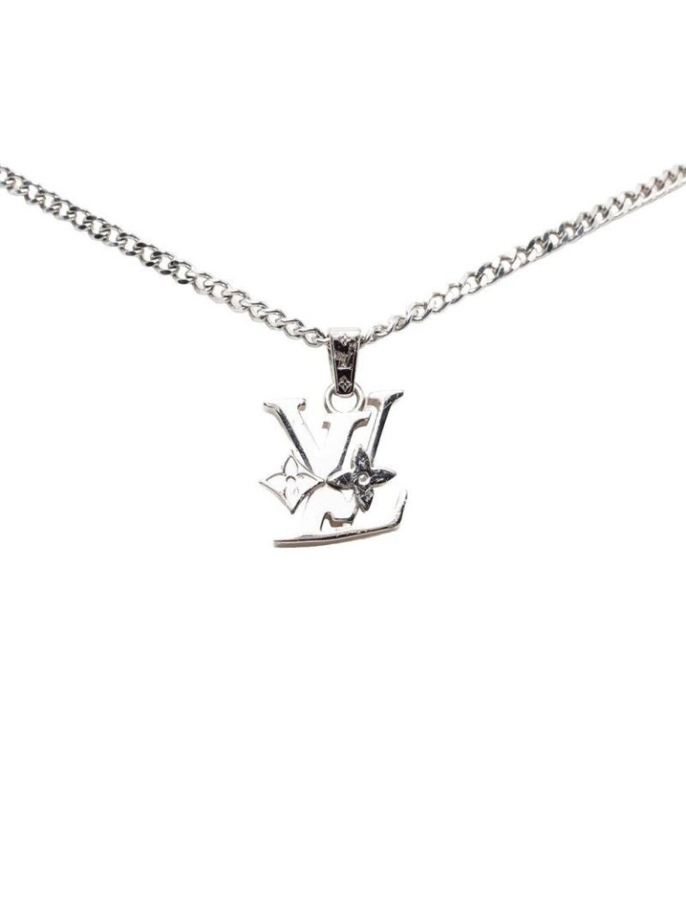 Louis Vuitton Monogram Pendant with Waxed Chain Silver Metal - Picture 1 of 6